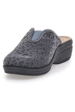 Pantofole grigie motivo animalier con sottopiede in pelle Inblu 16L