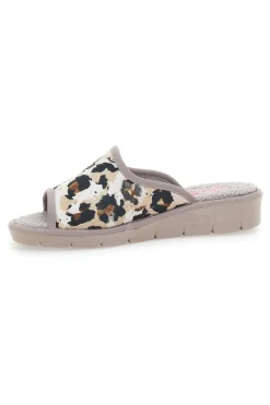Pantofole Leopardate con Punta Aperta Linea Comoda 7551P