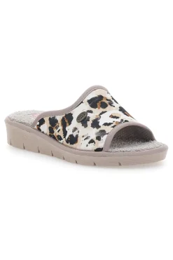 Pantofole Leopardate con Punta Aperta Linea Comoda 7551P