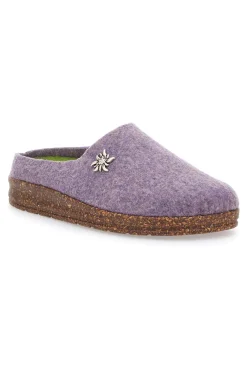 Pantofole Lilla in Feltro con Fiore in Metallo e Plantare Estraibile Pittarello Stella Del Nord Bio6