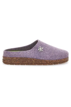 Pantofole Lilla in Feltro con Fiore in Metallo e Plantare Estraibile Pittarello Stella Del Nord Bio6
