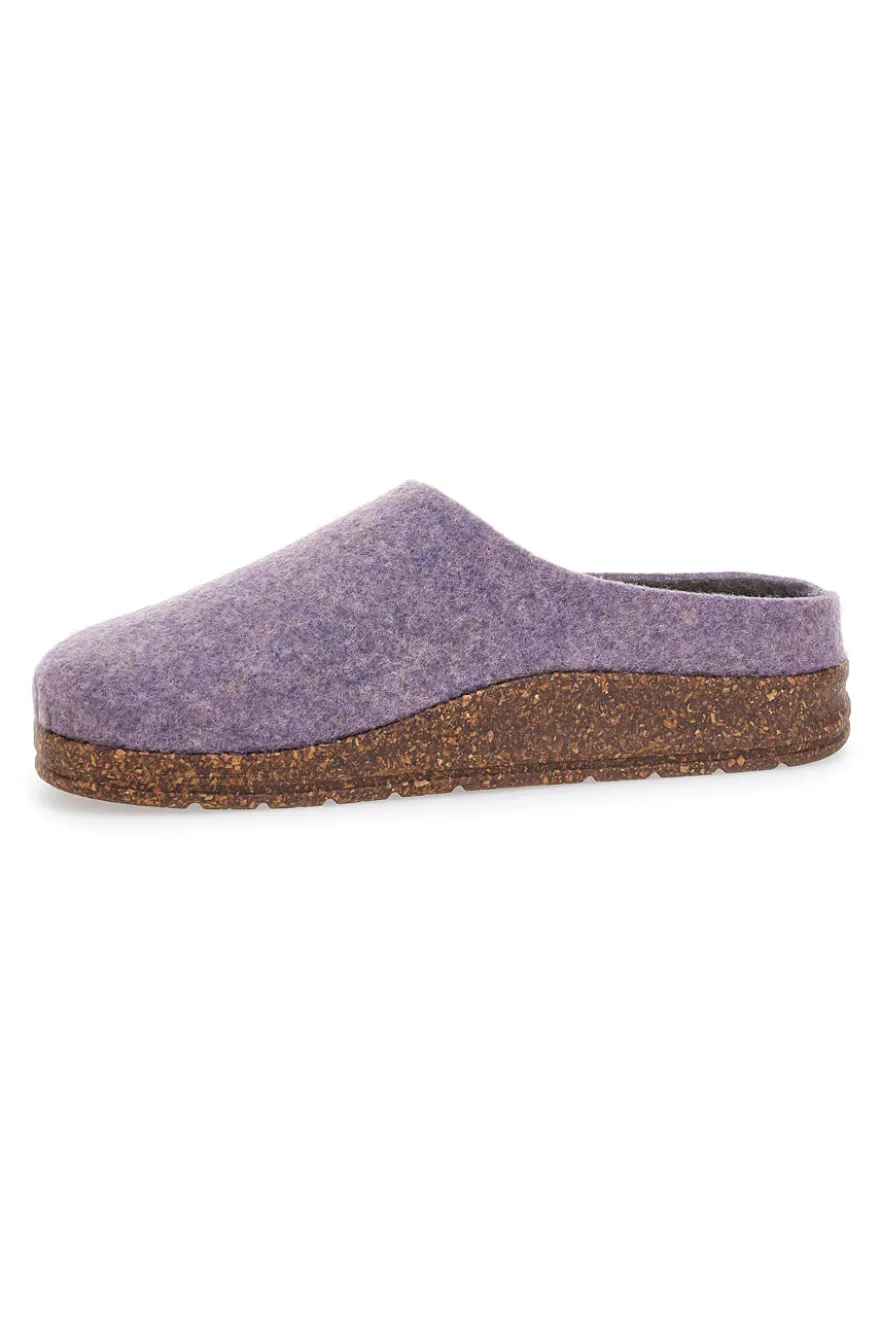 Pantofole Lilla in Feltro con Fiore in Metallo e Plantare Estraibile Pittarello Stella Del Nord Bio6