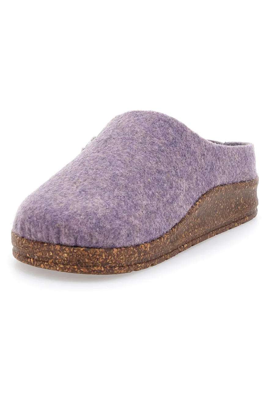 Pantofole Lilla in Feltro con Fiore in Metallo e Plantare Estraibile Pittarello Stella Del Nord Bio6