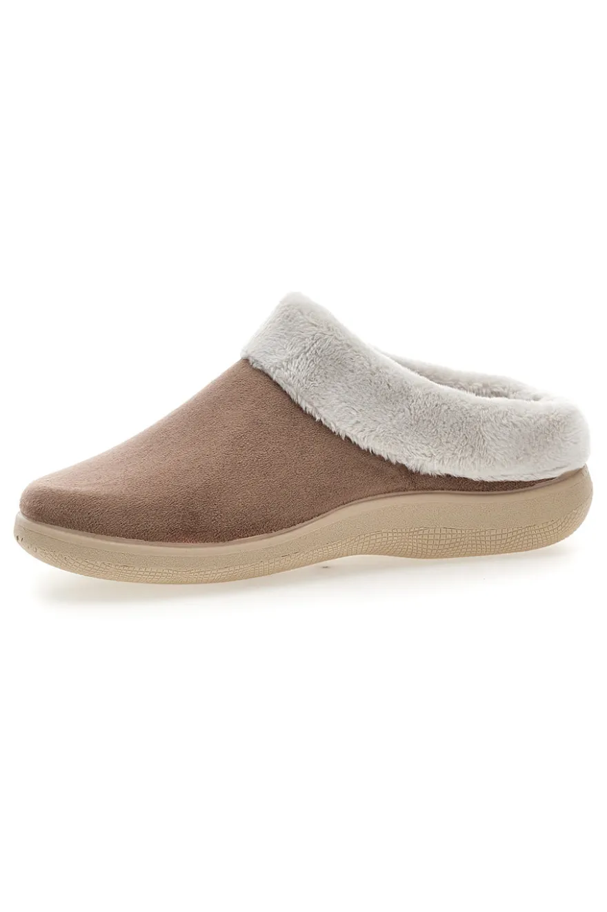 Pantofole marroni con bordo in pelo Dorea SE350