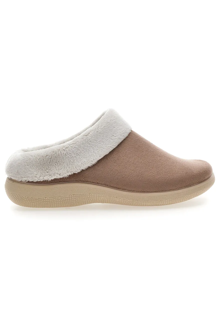 Pantofole marroni con bordo in pelo Dorea SE350