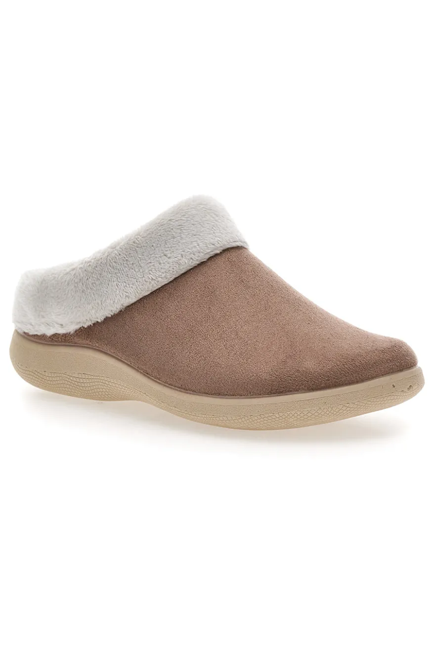 Pantofole marroni con bordo in pelo Dorea SE350