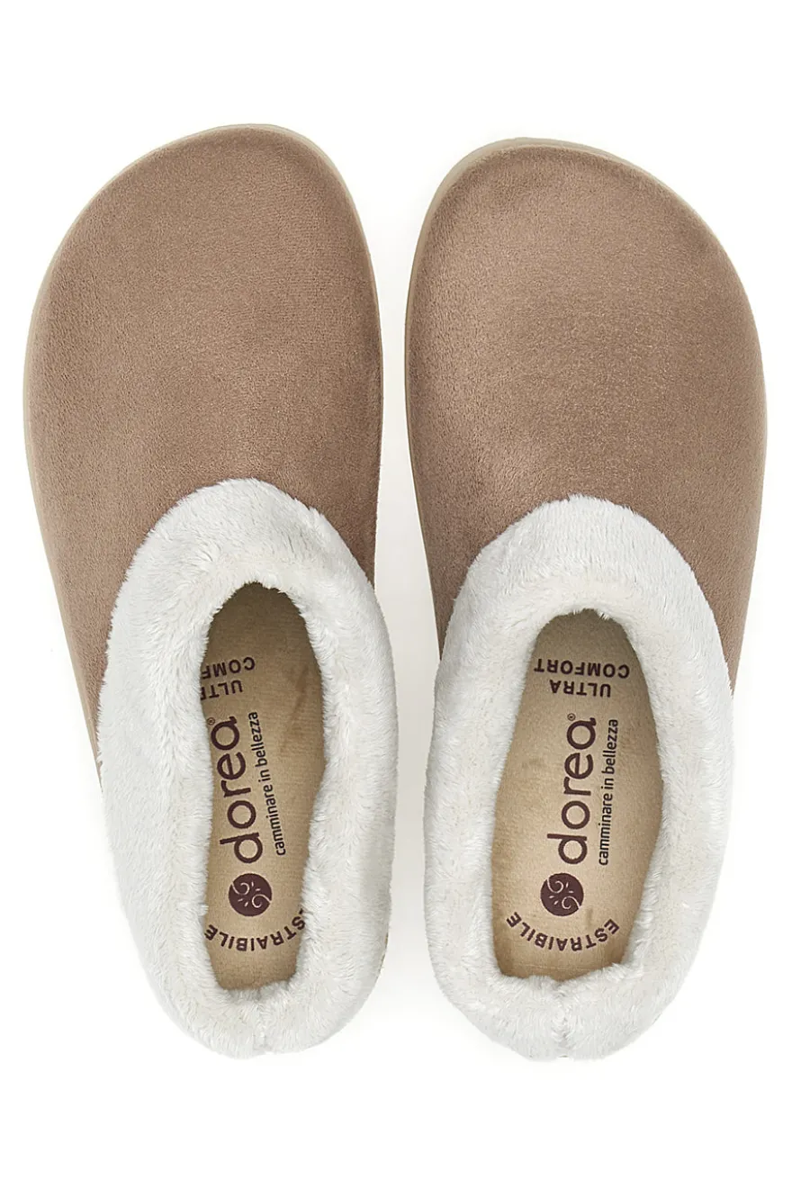 Pantofole marroni con bordo in pelo Dorea SE350