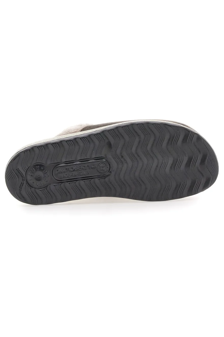 Pantofole marroni con bordo in pelo e suola comfort Fly Flot 90510X20PM