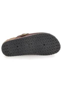 Pantofole marroni con fibbia e interno con pelo Altemberg 1107