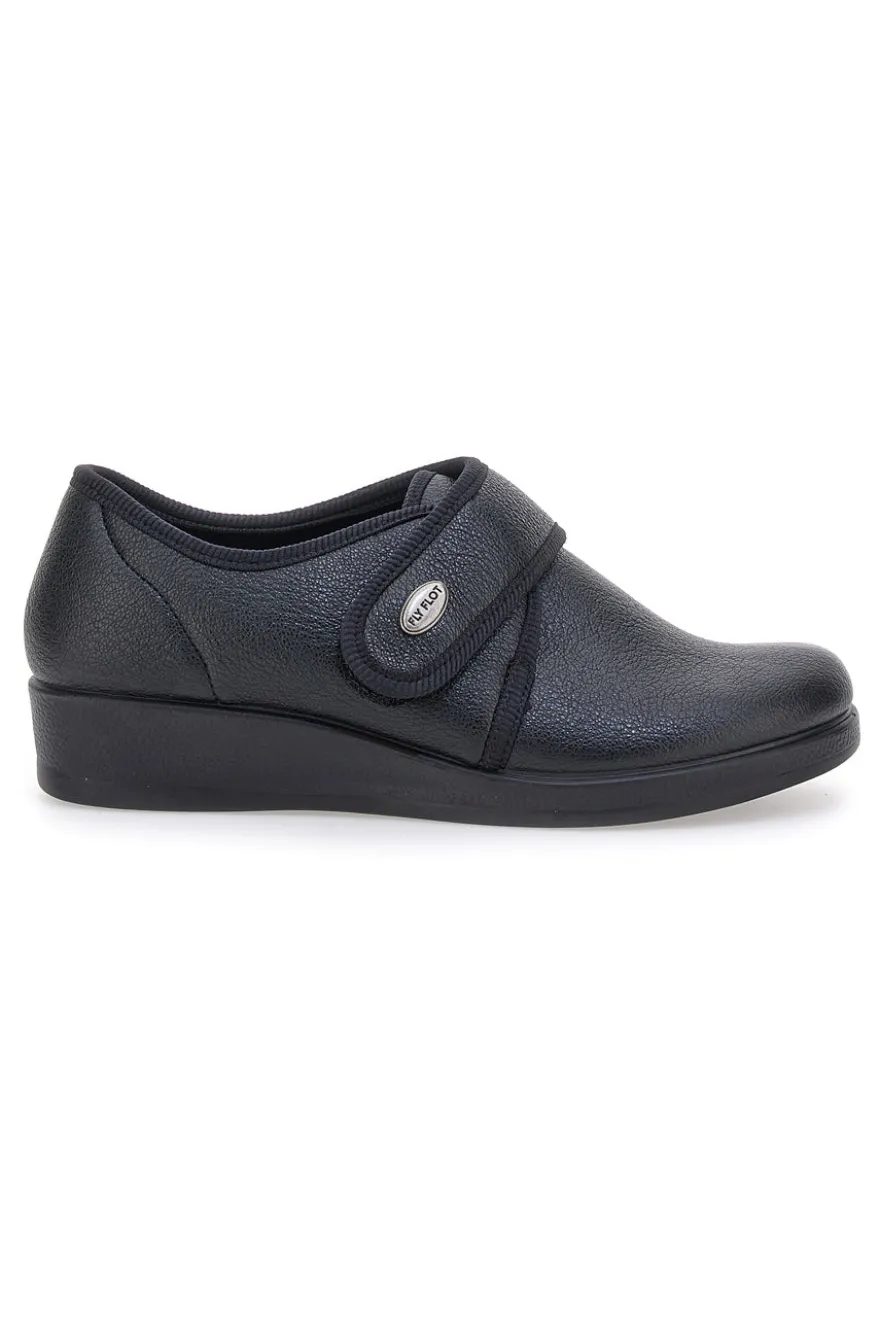 Pantofole nere chiuse con velcro FLY FLOT 38862