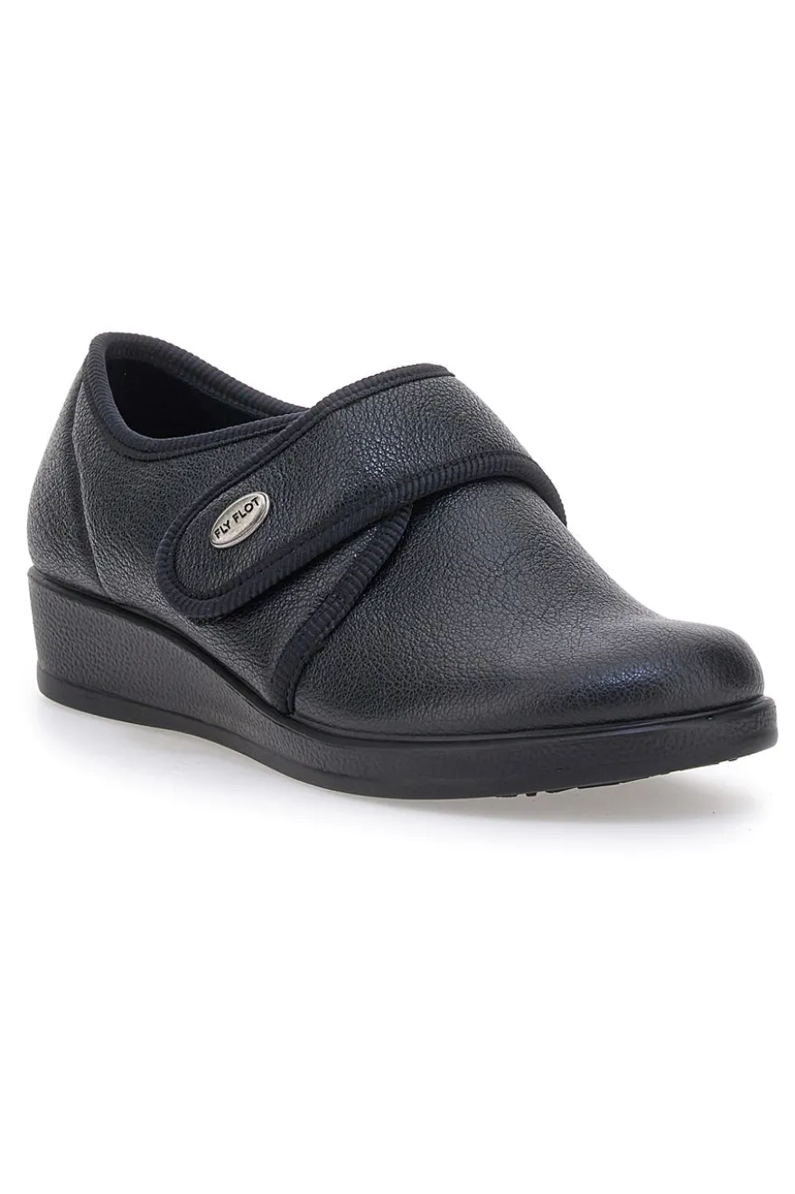 Pantofole nere chiuse con velcro FLY FLOT 38862