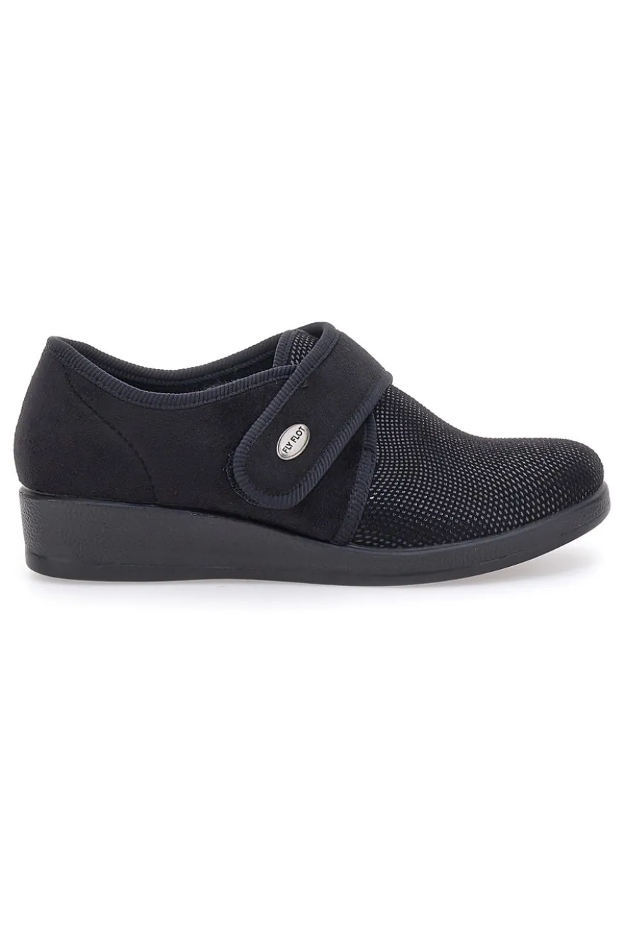 Pantofole nere chiuse con velcro FLY FLOT 38865