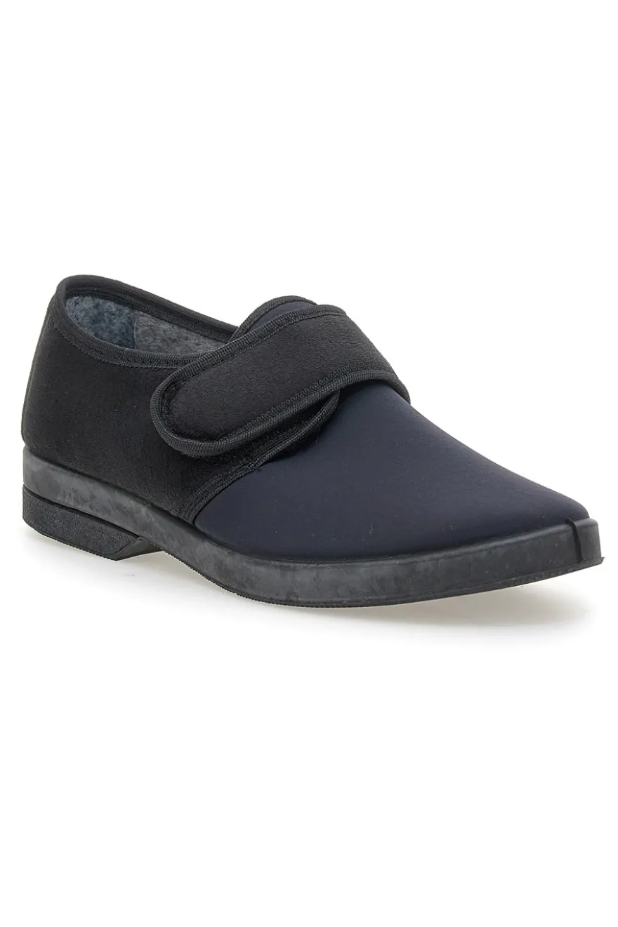 Pantofole nere con chiusura a strappo Antica pantofoleria 58