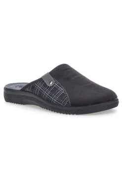 Pantofole nere con inserti a quadri e plantare anatomico Inblu 17 DG