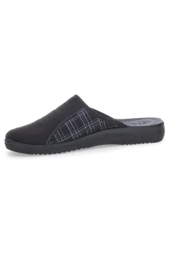Pantofole nere con inserti a quadri e plantare anatomico Inblu 17 DG