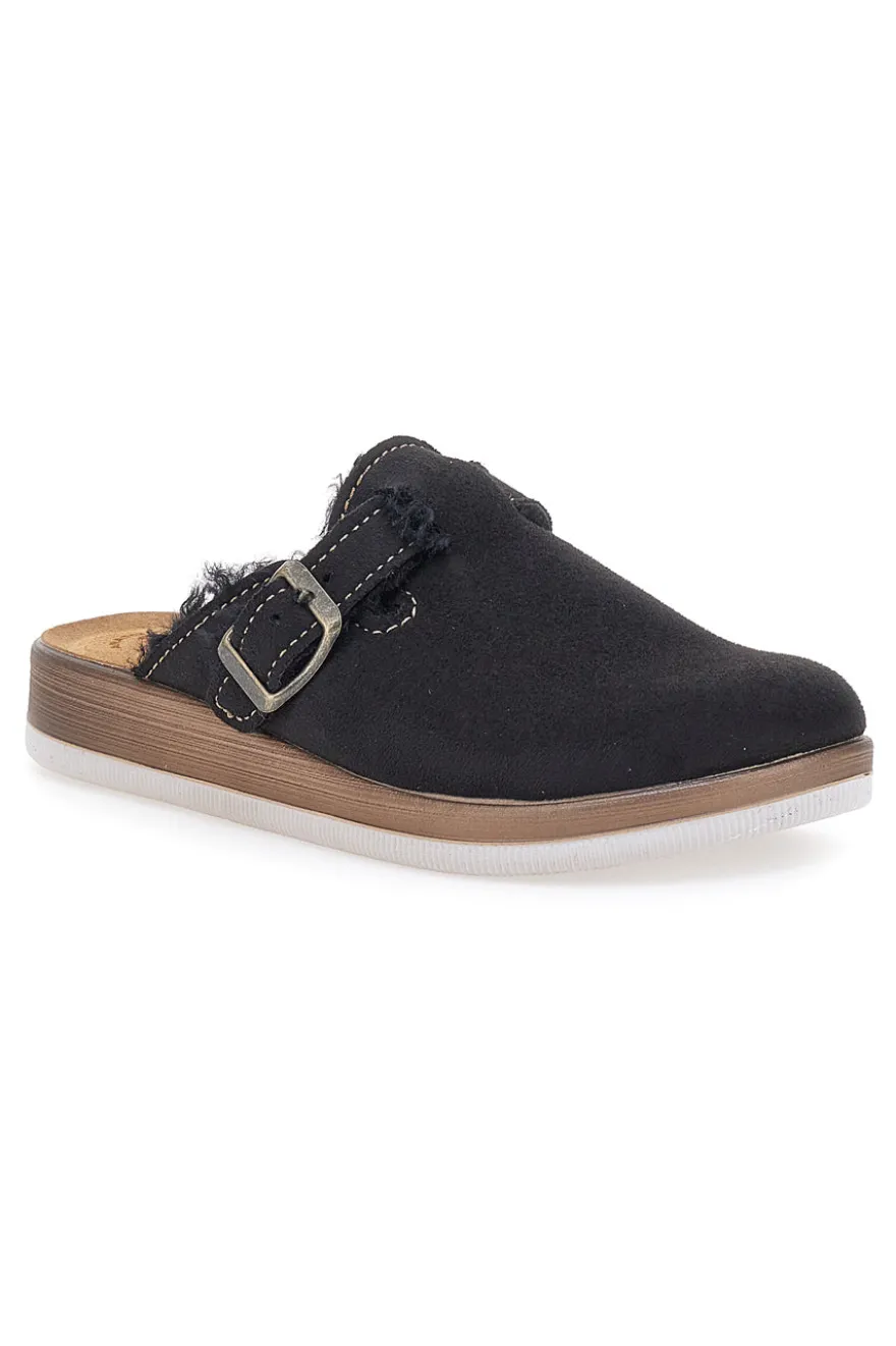 Pantofole nere con pelo interno e suola bianca INBLU 20 ct