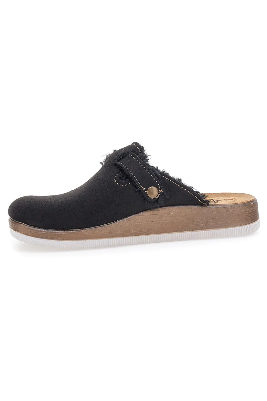 Pantofole nere con pelo interno e suola bianca INBLU 20 ct