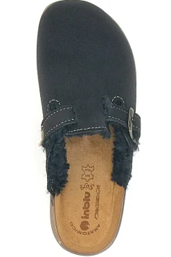 Pantofole nere con pelo interno e suola bianca INBLU 20 ct