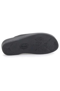 Pantofole nere con ricamo floreale e plantare forato Fly Flot 90630Q512B