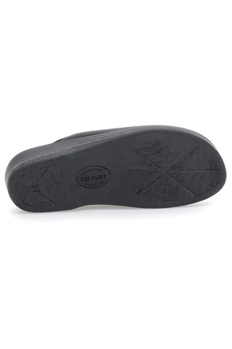 Pantofole nere con ricamo floreale e plantare forato Fly Flot 90630Q512B