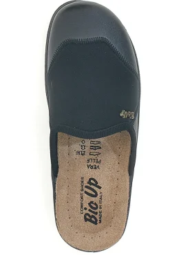 Pantofole nere con suola in vera pelle BIO UP 641