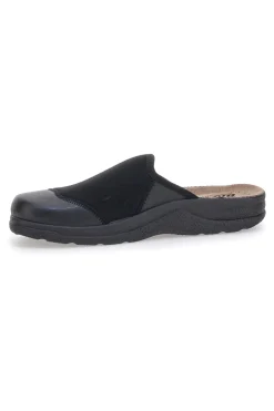 Pantofole nere con suola in vera pelle BIO UP 641