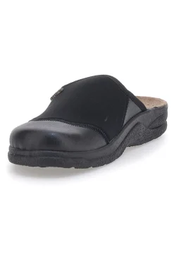 Pantofole nere con suola in vera pelle BIO UP 641
