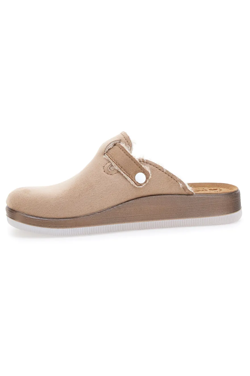 Pantofole nude con pelo interno e suola bianca INBLU 20 ct