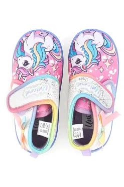 Pantofole Primi passi multicolore con glitter e arcobaleno Unicorn S8010196T