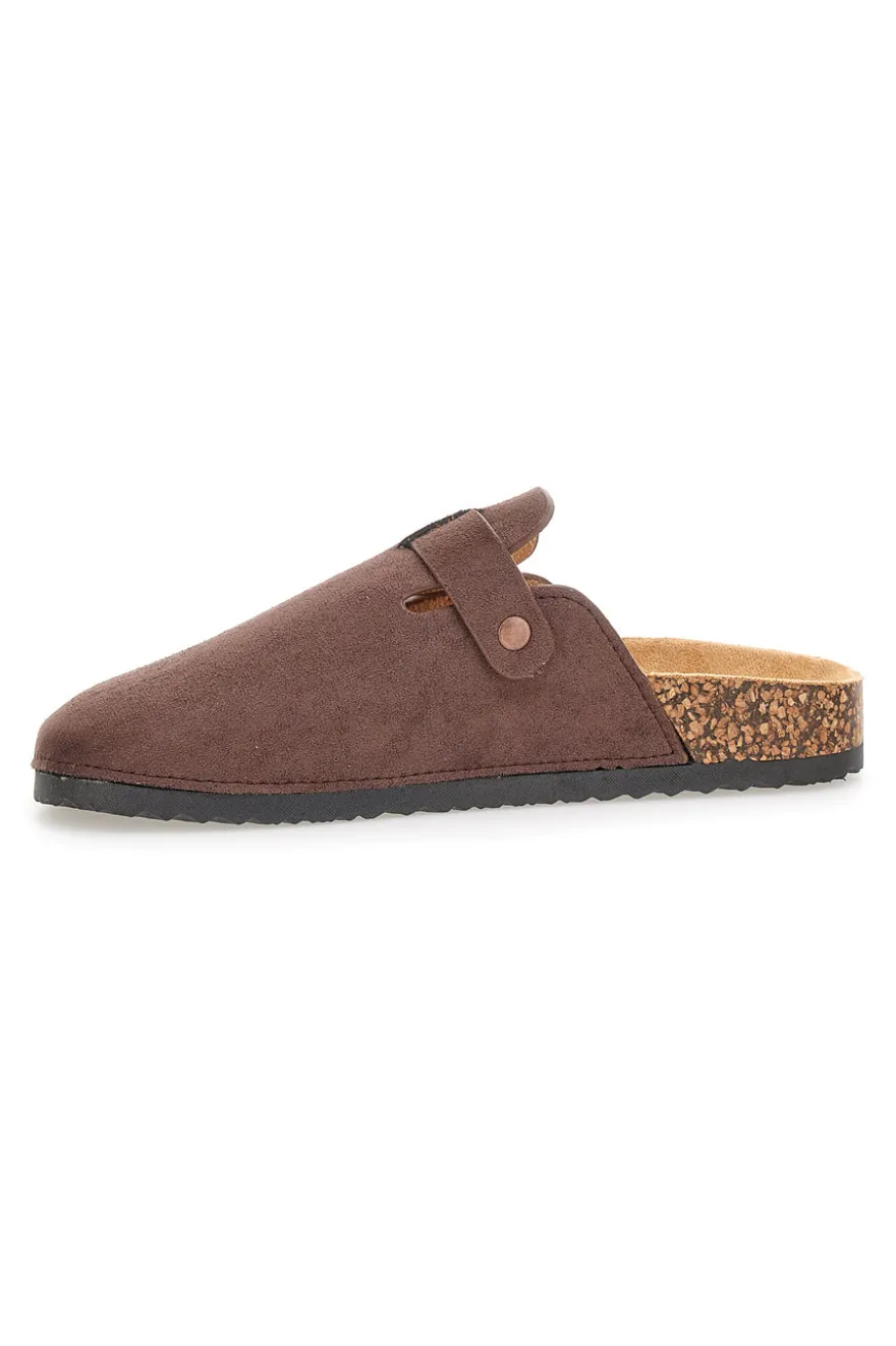 Pantofole sabot marroni con fibbia Altemberg 1105