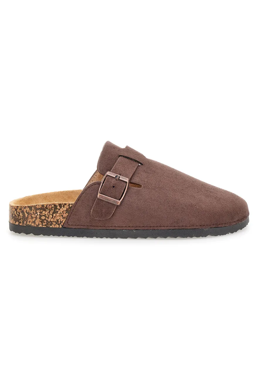 Pantofole sabot marroni con fibbia Altemberg 1105
