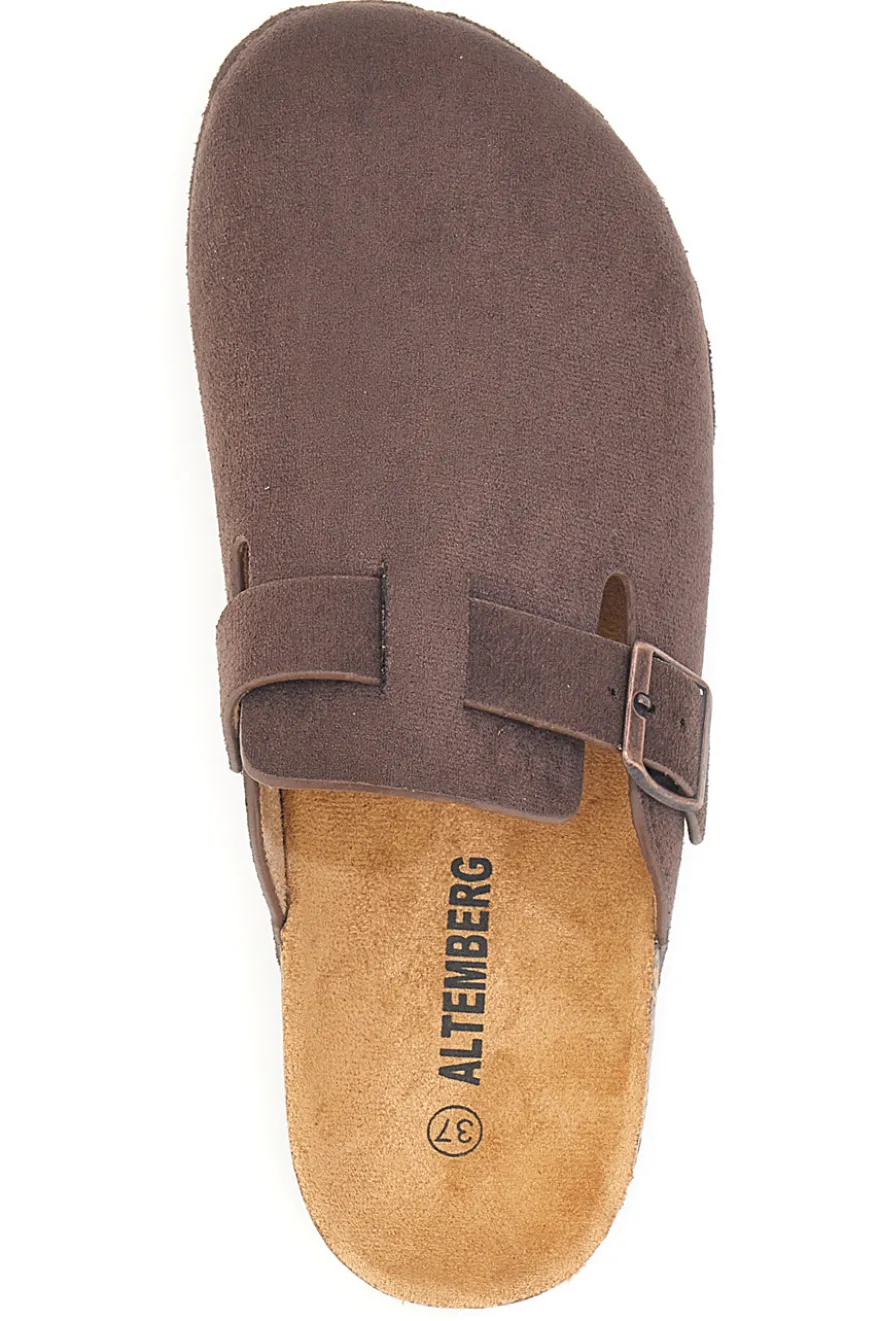 Pantofole sabot marroni con fibbia Altemberg 1105