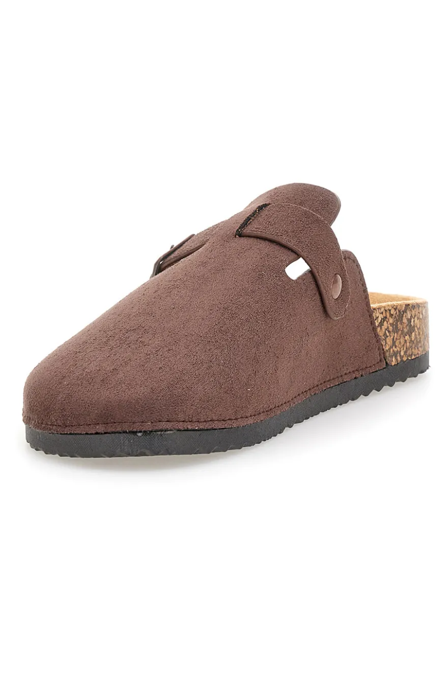 Pantofole sabot marroni con fibbia Altemberg 1105