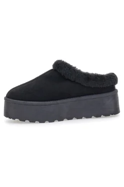 Pantofole Sabot nere con pelo con platform Pittarello Love PK1913A