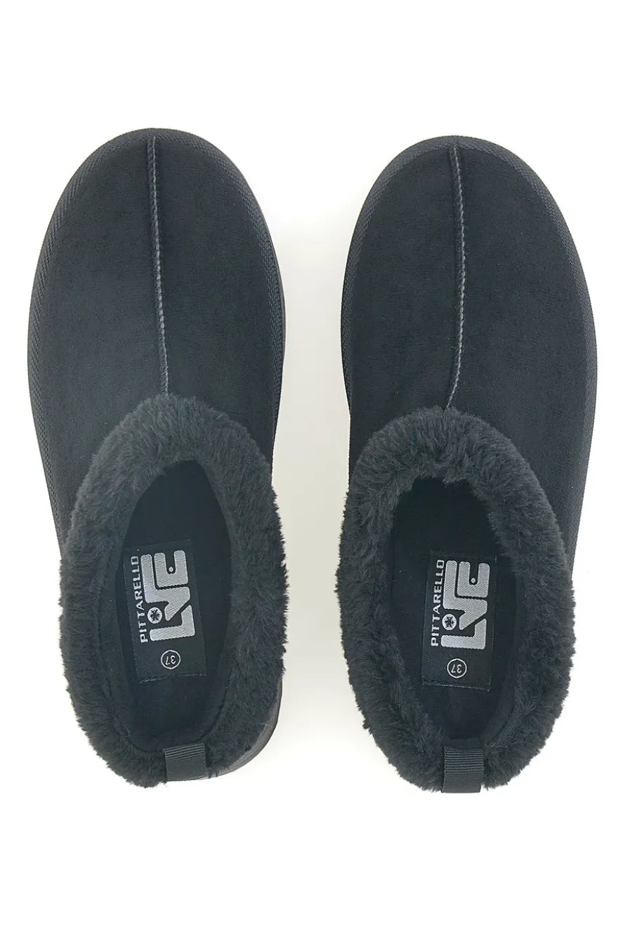 Pantofole Sabot nere con pelo con platform Pittarello Love PK1913A