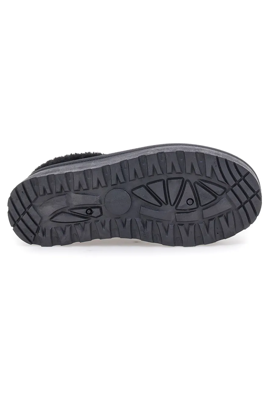Pantofole Sabot nere con pelo con platform Pittarello Love PK1913A