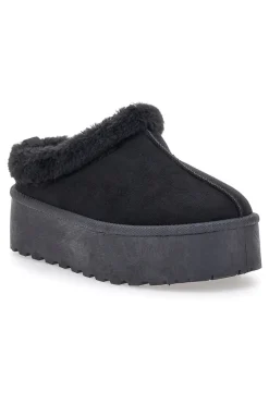 Pantofole Sabot nere con pelo con platform Pittarello Love PK1913A