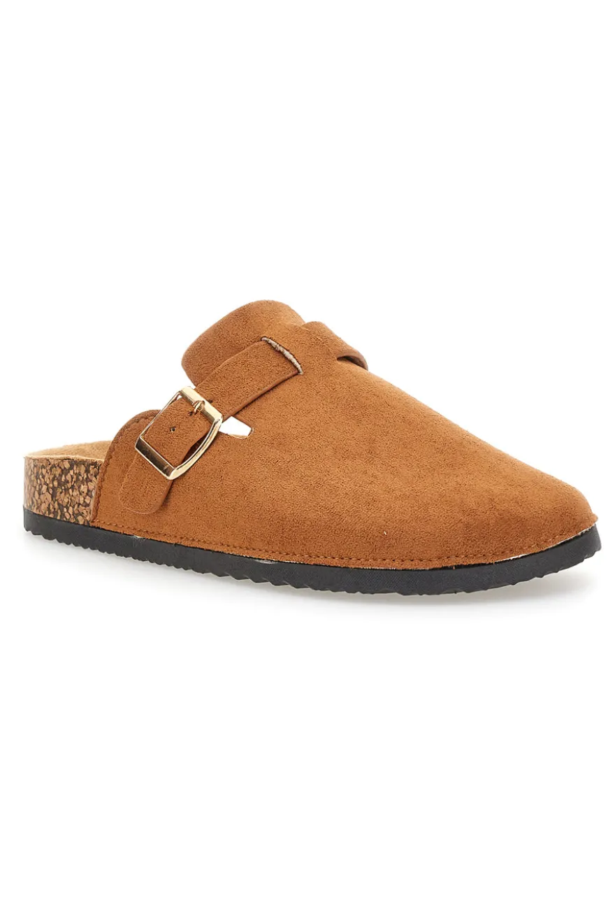 Pantofole sabot tabacco con fibbia Altemberg 1105