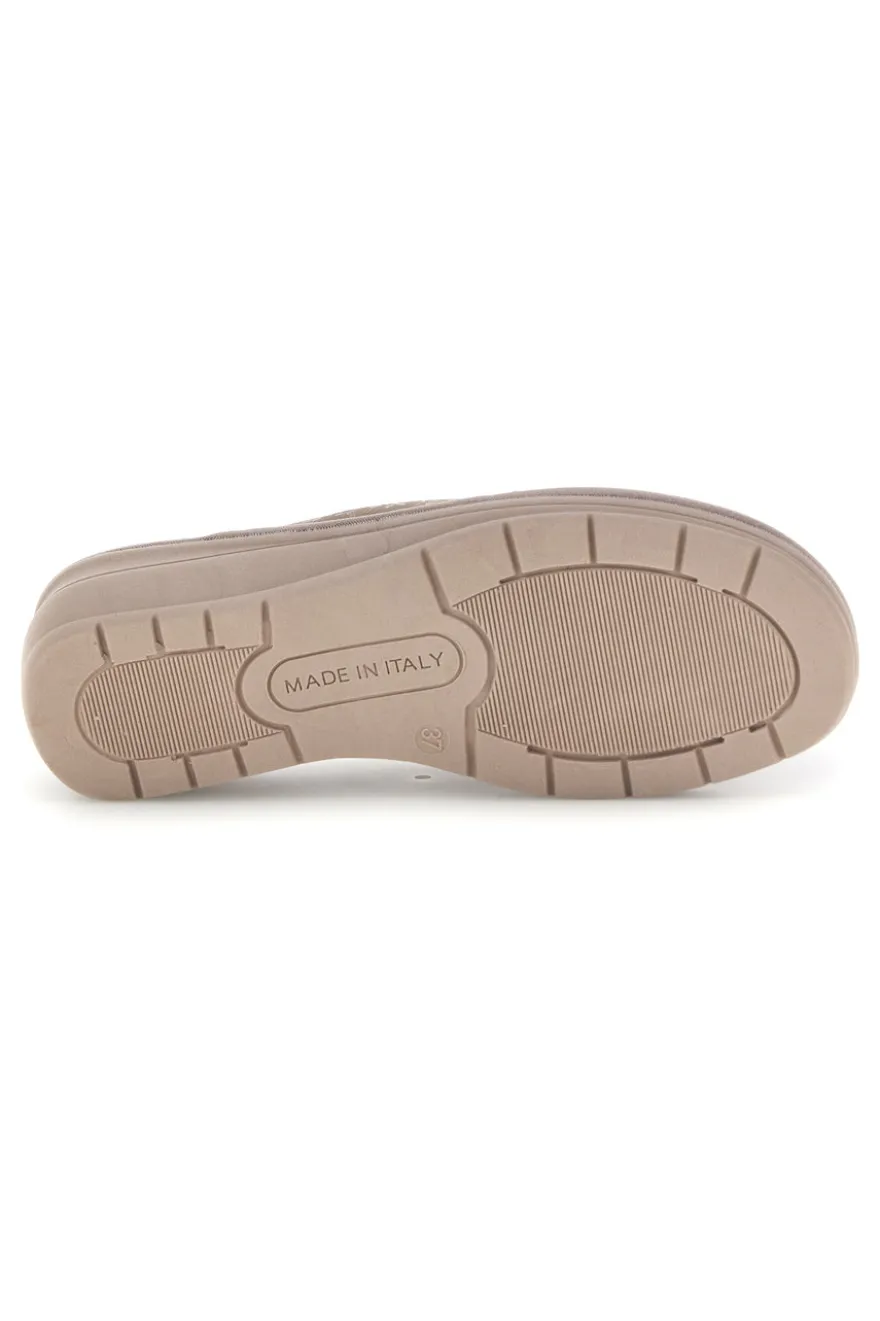 Pantofole Tortora con fascia traforata Linea comoda 7555