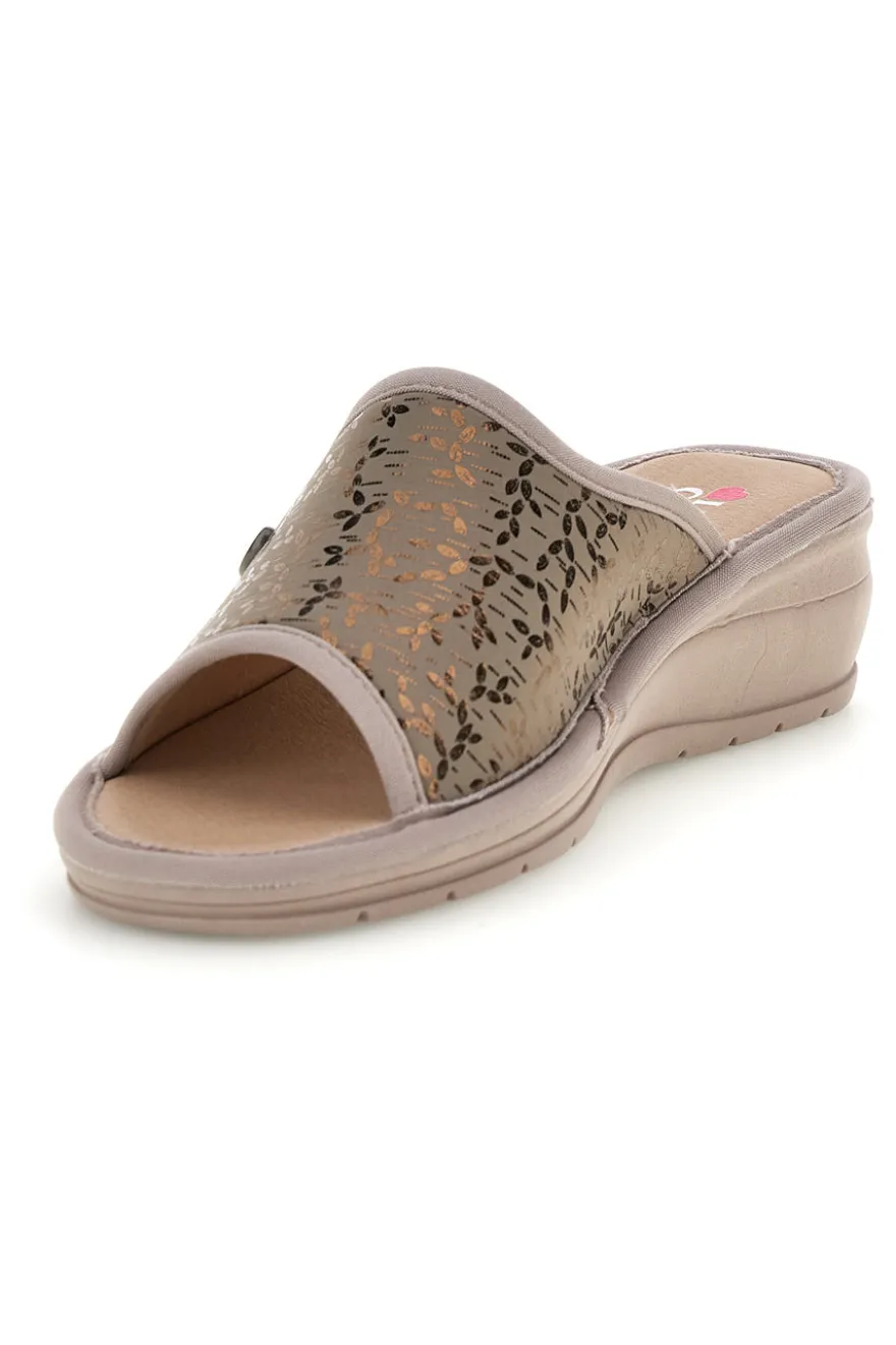 Pantofole Tortora con fascia traforata Linea comoda 7555