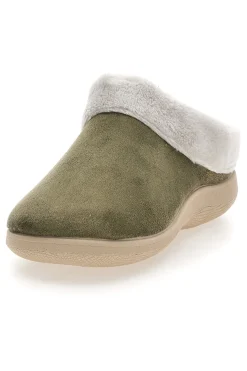 Pantofole verdi con bordo in pelo Dorea SE350