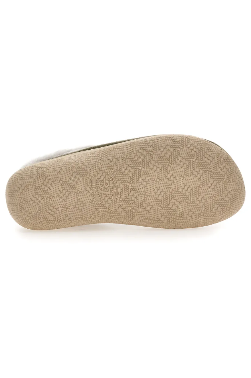 Pantofole verdi con bordo in pelo Dorea SE350
