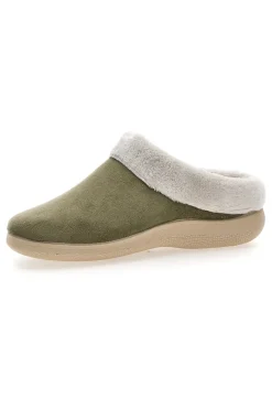 Pantofole verdi con bordo in pelo Dorea SE350