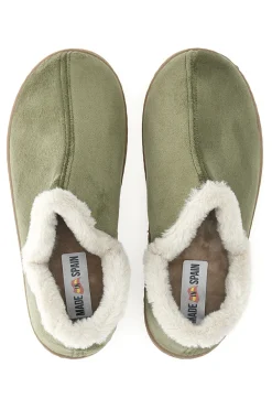 Pantofole verdi con profilo in pelo e interno caldo Gaia Mania GG463