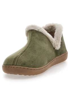 Pantofole verdi con profilo in pelo e interno caldo Gaia Mania GG463