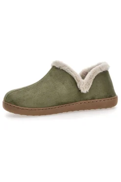 Pantofole verdi con profilo in pelo e interno caldo Gaia Mania GG463