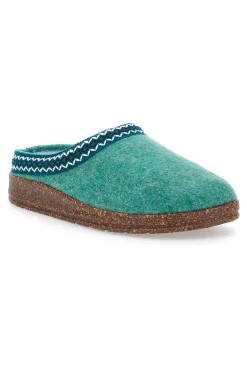 Pantofole Verdi in Feltro con Bordo Ricamato e Plantare Estraibile Pittarello Stella Del Nord Bio2