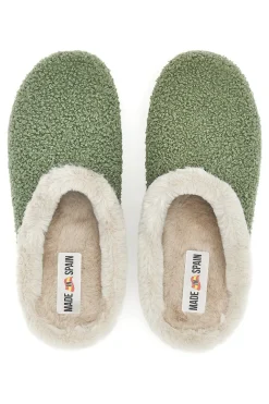 Pantofole verdi in tessuto effetto teddy con interno con pelo Gaia Mania GG549