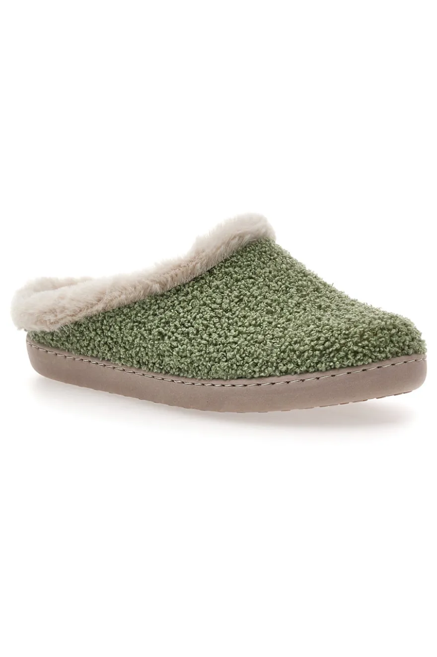 Pantofole verdi in tessuto effetto teddy con interno con pelo Gaia Mania GG549