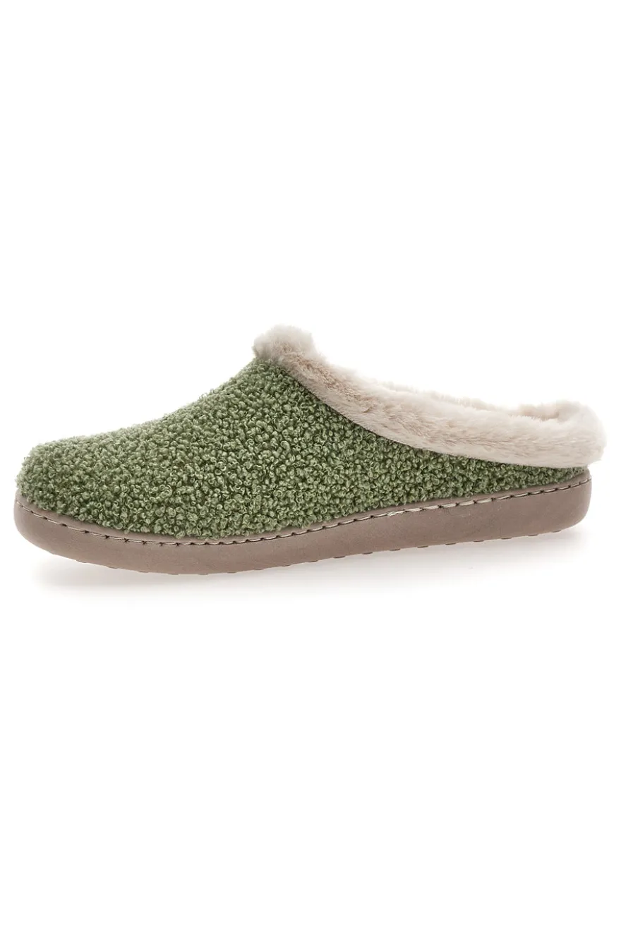 Pantofole verdi in tessuto effetto teddy con interno con pelo Gaia Mania GG549